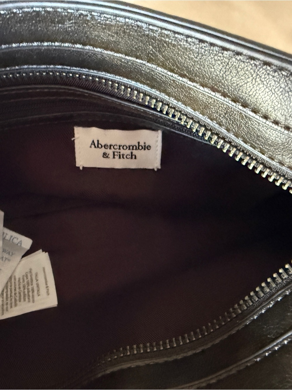 Abercrombie & Fitch Brown Faux Leather Shoulder Bag Brass Hardware Going Out - Picture 6 of 10